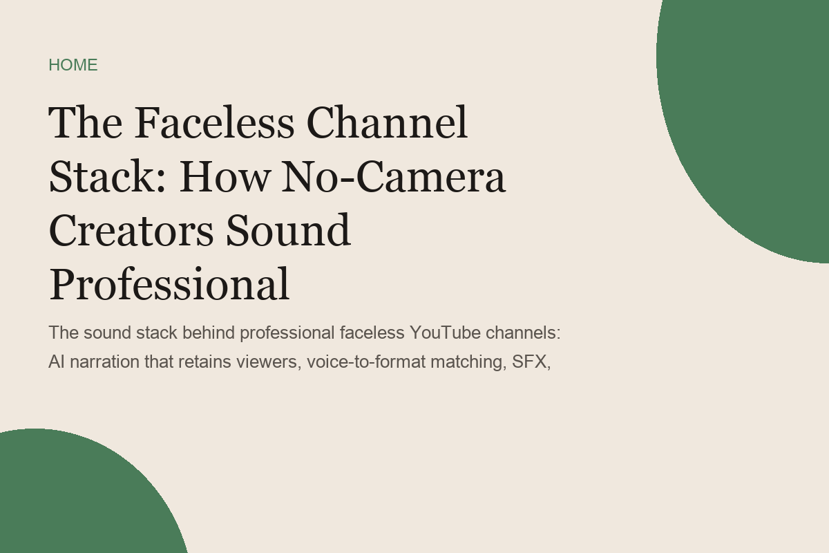 The Faceless Channel Stack: How No-Camera Creators Sound Professional